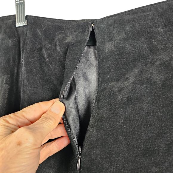 Montanaco black suede flared skirt scallop hem studs Western Large - Picture 7 of 8